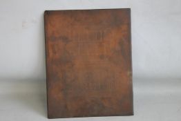 THE STOCKPORT SUNDAY SCHOOL 1805, COPPER PRINTING PLATE, depicting the school and floor plan,