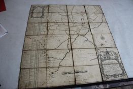 A SURVEY AND PLAN OF THE ROAD FROM THE CITY OF LINCOLN' BY S. BEE, folded sectional linen backed