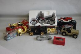 A COLLECTION OF VINTAGE AND MODERN LIGHTERS, to include motorbikes, classic cars, military jeep etc