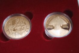 ROYAL MINT, NELSON TRAFALGAR TWO GOLD £5 (Five Pounds) COIN SET, consisting of Battle of Trafalgar