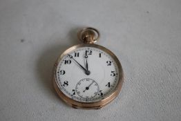 TOP WIND POCKET WATCH (Unsigned) white enamel dial, with large Roman Numeral markings.