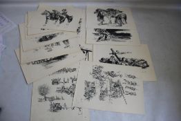 JUSEF URENS. A FOLDER OF PRINTS. German Third Reich soldiers in various combat scenes etc 32.5 cm