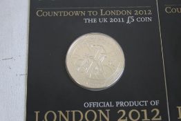 2011/2012 COUNTDOWN TO THE LONDON OLYMPIC GAMES, £5 crowns in card slips (4)
