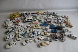 TWO TRAYS OF UNBOXED PLAYWORN POLICE VEHICLES