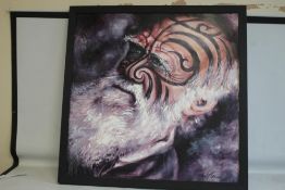 JO HARRISON & HANUMANTRA, ORIGINAL OIL PAINTING ON CANVAS OF CHARLES DARWIN, entitled 