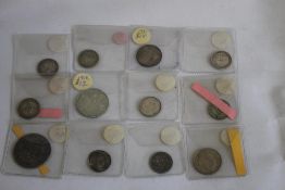 A QUANTITY OF BRITISH SILVER COINS, to include a 1623 sixpence (clipped to inner circle) 1816 and