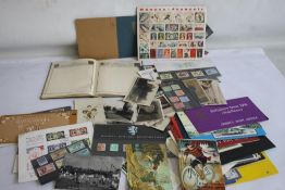 A COLLECTION OF STAMPS, POSTCARDS, AND EPHEMERA, to include Edward VII Ceylon Set 2 Cents-10 Rupees,