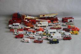 TWO TRAYS OF UNBOXED PLAYWORN EMERGENCY VEHICLES, including police, fire and ambulance