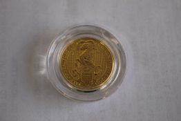 QEII 2019 GOLD QUEENS BEASTS 1/4 OZ COIN, in capsule.