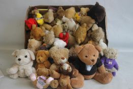A COLLECTION OF TEDDY BEARS to include a small Steiff bear, Russ, promotional bears etc.