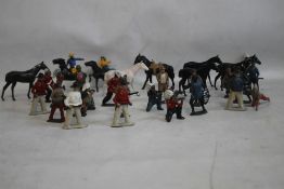 A COLLECTION OF ASSORTED LEAD FIGURES, some A/F to include cowboys, indians , etc including Britains