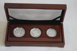 QEII DIAMOND JUBILEE 2012 THREE SILVER COIN SET, consisting of UK £5, Canada $20 and Australia $