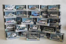 THIRTY SIX CARARAMA BOXED DIECAST POLICE VEHICLES, 1:43 scale, (36)