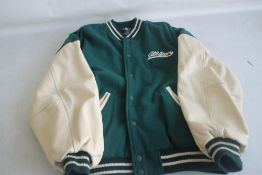 A BASEBALL JACKET WITH BUGS BUNNY ON THE BACK, Warner Brothers label, size XL