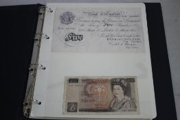 AN ALBUM OF BRITISH BANKNOTES 10/- - £10, some include military issues, along with a group of 19th/
