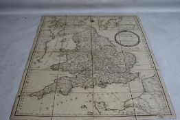 ROBERT SAYER 18th CENTURY FOLDED SECTIONAL MAP - 'A NEW MAP OF THE ROADS OF ENGLAND AND SCOTLAND',
