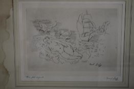 RAOUL DUFY PRINT (PETITE BAIGNEUSE AUX PAPILLONS), signed in pencil to the mount (59 cm x 51 cm