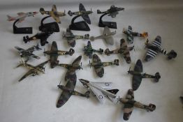 TWENTY MODEL BRITISH FIGHTER AIRCRAFTS, to include various Spitfire Franklin Mint 50th Anniversary