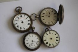 FOUR POCKET WATCHES (A/F) TO INCLUDE, a silver Hunter (4)
