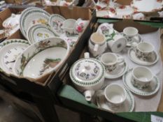 TWO TRAYS OF PORTMEIRION THE BOTANIC GARDEN CERAMICS TO INCLUDE A LARGE BOWL, TEAWARE ETC.
