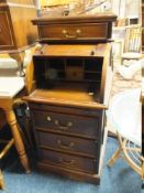 A SMALL REPRODUCTION MAHOGANY CYLINDER DESK H-112 W-52 CM