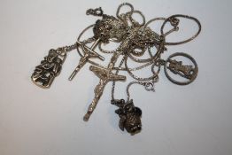 FIVE SILVER NECKLACES