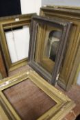 A COLLECTION OF ANTIQUE GILT PICTURE FRAMES TOGETHER WITH AN OVERPAINTED PICTURE OF A LADY(7)
