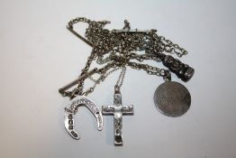 FOUR ANTIQUE SILVER NECKLACES
