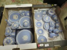 TWO TRAYS OF BLUE WEDGWOOD JASPERWARE