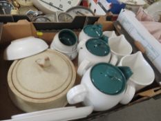 A TRAY OF DENBY GREENWHEAT STONEWARE ETC.