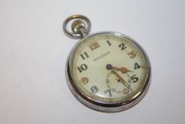A VINTAGE MILITARY JAEGER LE COULTRE POCKET WATCH STAMPED GSTP TO REVERSE