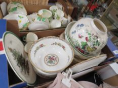 A TRAY OF ASSORTED CERAMICS AND CHINA TO INCLUDE COALPORT MING ROSE, SPODE, MASONS ETC.