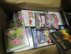 A LARGE BOX OF DVDS ETC