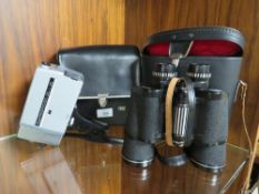A PAIR OF PRINZ LUX 10 X 50 TOGETHER WITH A HALINA SUPER 8 CINE CAMERA