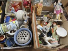 TWO BOXES OF ASSORTED CERAMICS TO INCLUDE A WEDGWOOD JASPERWARE PLANTER, ROYAL STANDARD CHINA,
