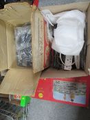 A BOXED TRI-ANG RAILWAY TRAIN SET, TOGETHER WITH A BOX OF TRACK, TRANSFORMERS ETC.