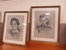 A PAIR OF 1950S ERA CHARCOAL PORTRAIT STUDIES OF A WOMAN AND A CHILD SIGNED NARDO MAR DEL RIATA