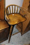 AN OAK BAR STOOL WITH SWIVEL SEAT