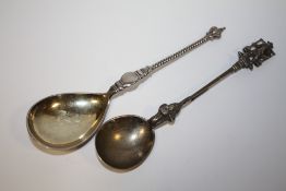 TWO CONTINENTAL SILVER SPOONS