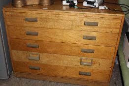 A VINTAGE FIVE DRAWER PLAN CHEST