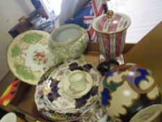 TWO TRAYS OF ASSORTED CERAMICS TO INCLUDE ANTIQUE COALPORT CABINET PLATE, MINTON, REOLINA JUG ETC.