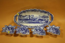 AN ANTIQUE BLUE AND WHITE COPELAND SPODE PICKLE SET