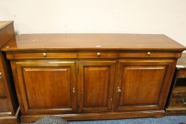 A MODERN CHERRY WOOD LONG SIDEBOARD, W 178 CM