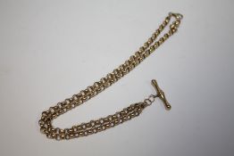 A 9 CARAT GOLD BELCHER CHAIN AND T-BAR, APPROX WEIGHT 10G