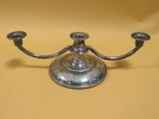 AN ANTIQUE SILVER HALLMARKED SILVER SQUAT CANDELABRA