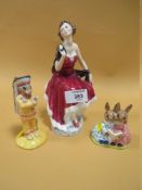 TWO ROYAL DOULTON BUNNYKINS FIGURES, TOGETHER WITH A RENAISSANCE PETITE LADIES FIGURE 'LAURA' (3)