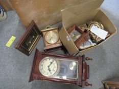 A COLLECTION OF ASSORTED MANTEL CLOCKS TOGETHER WITH A MODERN WALL CLOCK