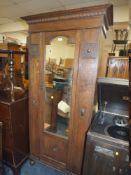 AN OAK MIRROR FRONT WARDROBE W 90 CM