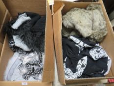 TWO LARGE BOXES OF MODERN LADIES CLOTHING TO INCLUDE JOSEPH RIBKOFF AND JACQUES VERT EXAMPLES