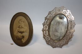 TWO VICTORIAN BRASS PICTURE FRAMES BOTH MARK 'MARION LONDON'
